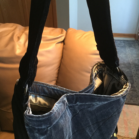 NEW GRAY and BLACK Gold Velvet Bag Boho Shoulder hobo - Picture 7 of 10